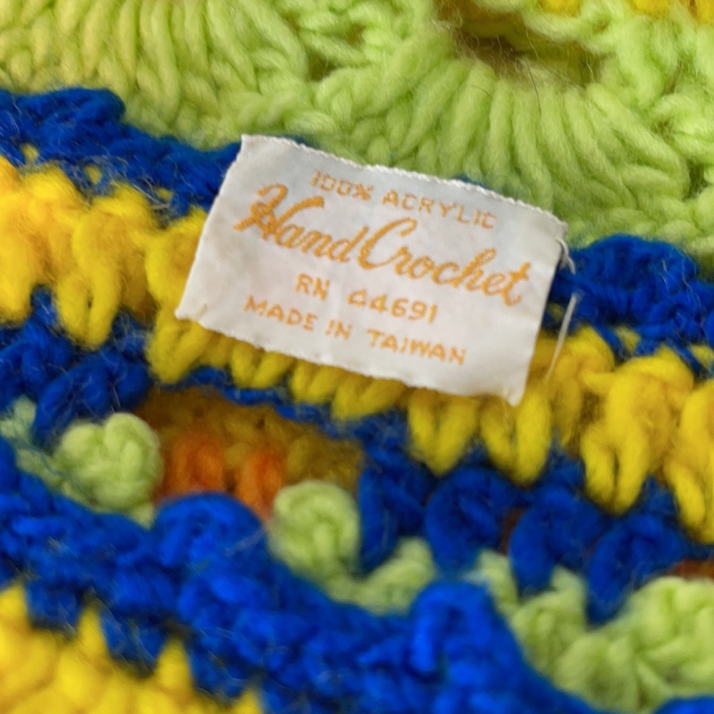 Hand-Crocheted Yellow & Multicolor Tank Top - Picture 7 of 9